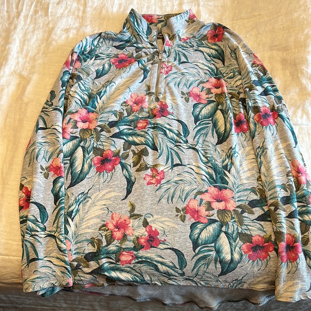 Tommy Bahama 1/4 Zip Tropical Print sweatshirt